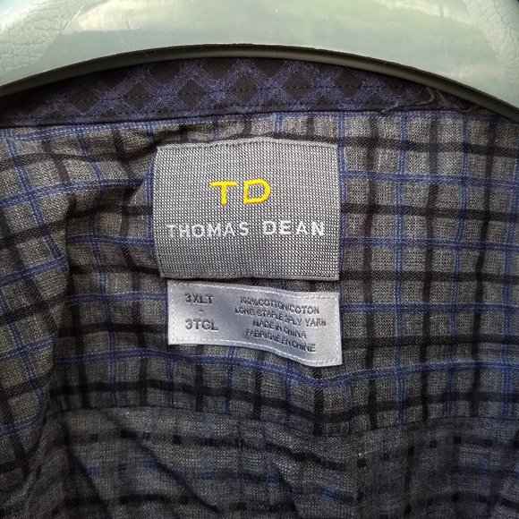 grey black blue check geometric patterned casual shirt - Picture 2 of 9